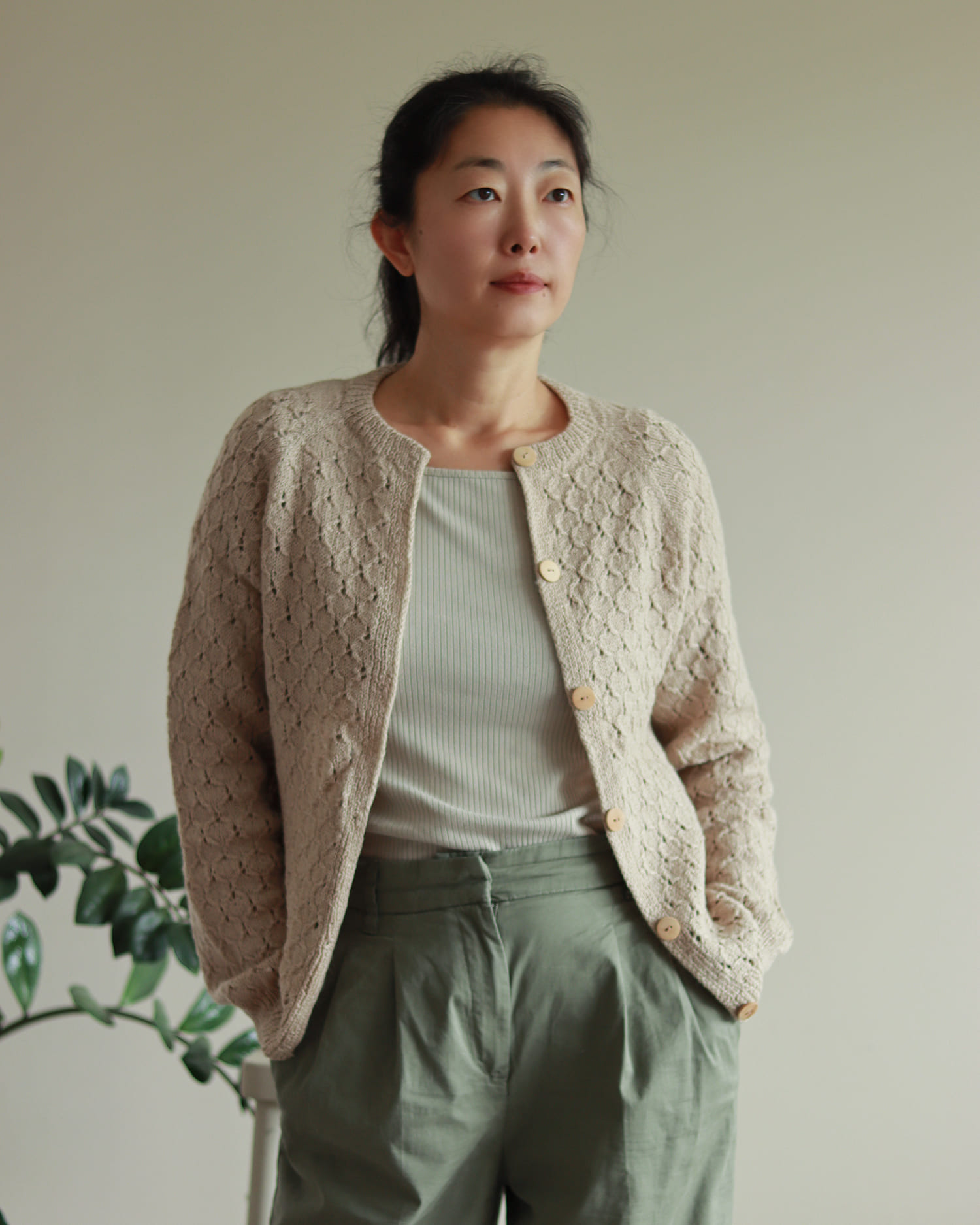 Modèle de tricot Yanyu, cardigan sans couture à motif dentelle
