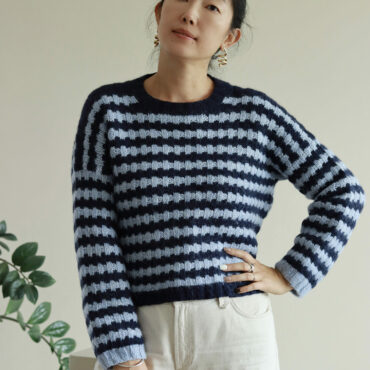 pull shufo tricoté avec motif texturé et rayures