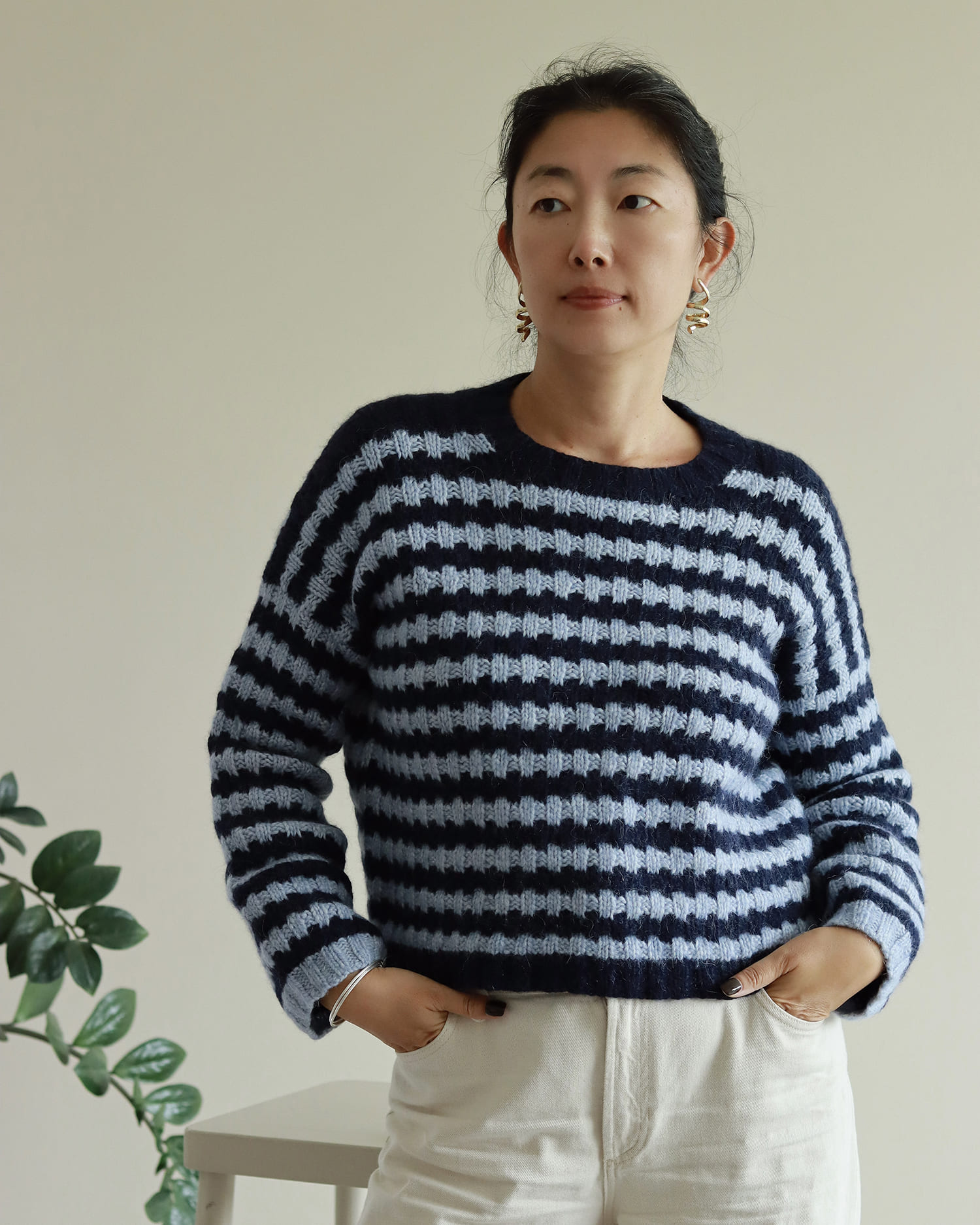 Shufo, pull tricoté sans couture avec relief texturé