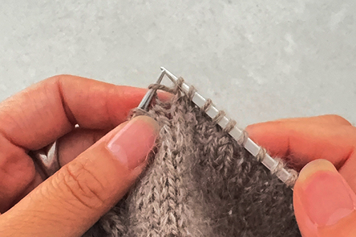 étape 1 tricoter une augmentation KFB